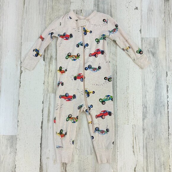 Hanna Andersson Dune Buggy Cars Print Zip Pajama One Piece Baby Sz 18 24 M - Picture 1 of 10